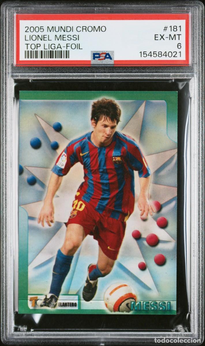 Cromos de f&uacute;tbol: Messi #181 FC Barcelona Mundicromo Top Liga Foil 2005 06 PSA 6