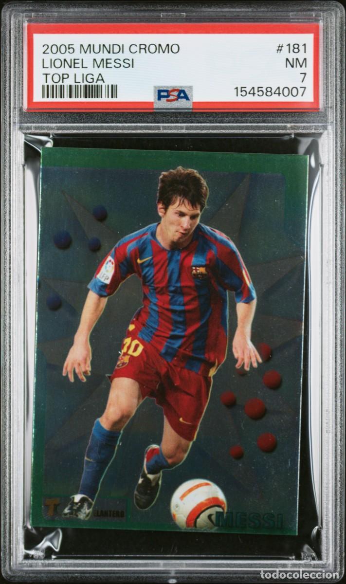 Cromos de f&uacute;tbol: Messi #181 FC Barcelona Mundicromo Top Liga 2005 06 PSA 7