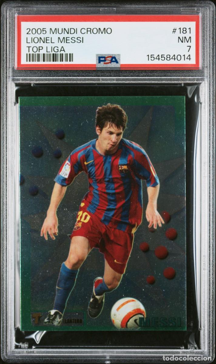 Cromos de f&uacute;tbol: Messi #181 FC Barcelona Mundicromo Top Liga 2005 06 PSA 7