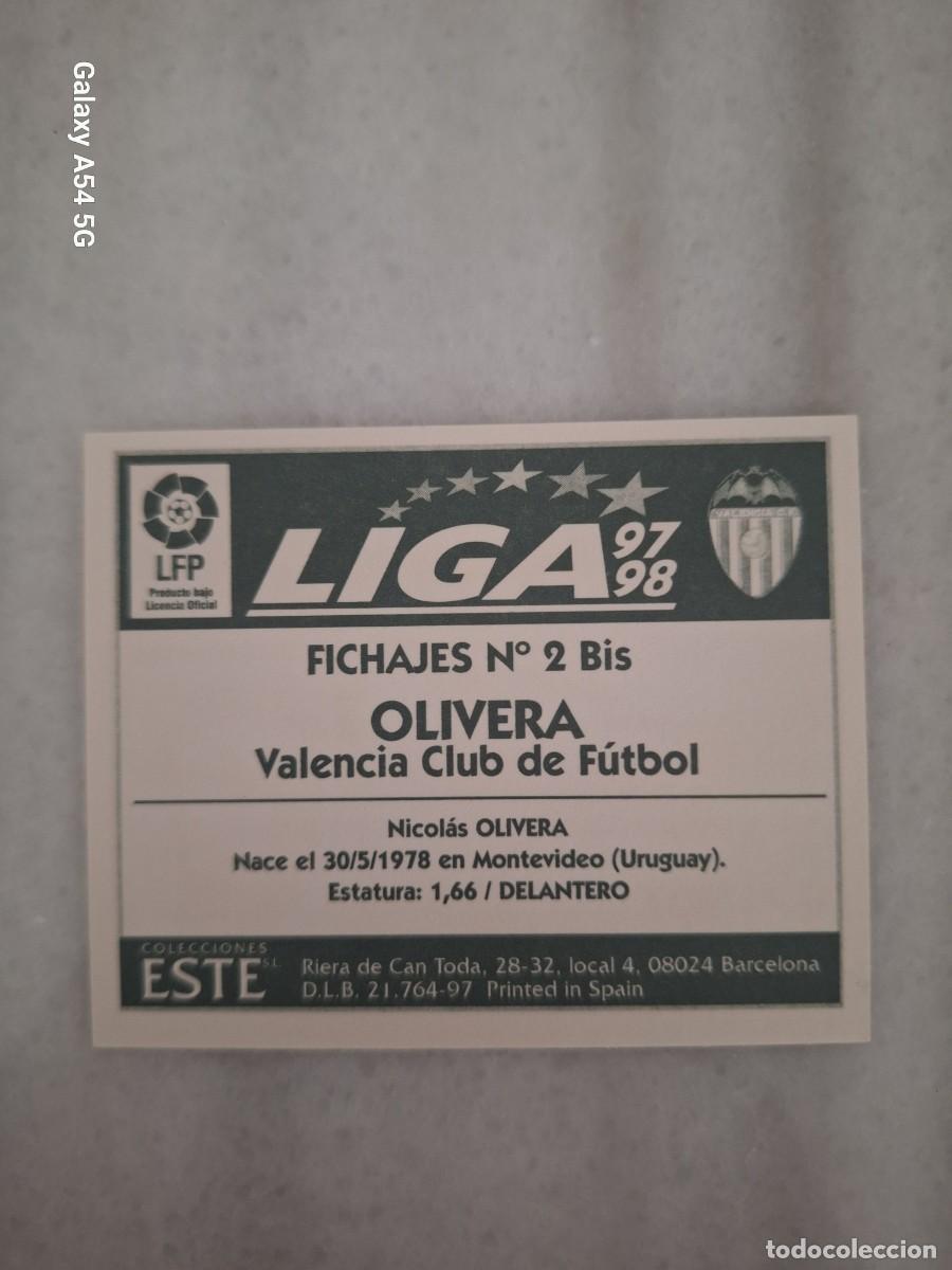 Cromos de f&uacute;tbol: FICHAJE 2 BIS OLIVERA VALENCIA ESTE 97 98 - Foto 2