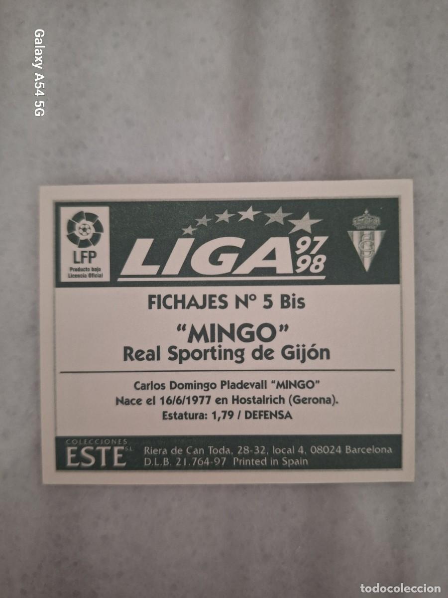 Cromos de f&uacute;tbol: FICHAJE 5 BIS MINGO SPORTING ESTE 97 98 - Foto 2
