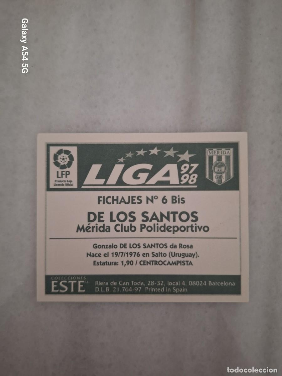 Cromos de f&uacute;tbol: FICHAJE 6 BIS DE LOS SANTOS MERIDA ESTE 97 98 - Foto 2