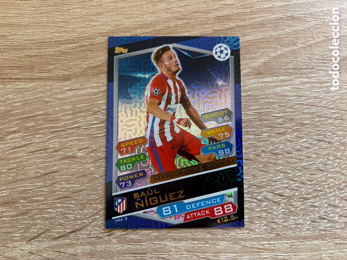 Cromos de f&uacute;tbol: MM 3 SAUL NIGUEZ MAN OF THE MATCH TOPPS MATCH ATTAX 2016 2017 16 17 ATLETICO DE MADRID