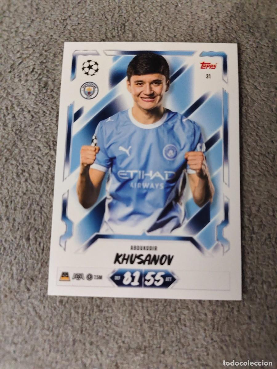 Cromos de f&uacute;tbol: 31 MATCH ATTAX 26/27 ABDUKODIR KHUSANOV MANCHESTER CITY BASE CARD 2026 2027 TOPPS UCC AAU