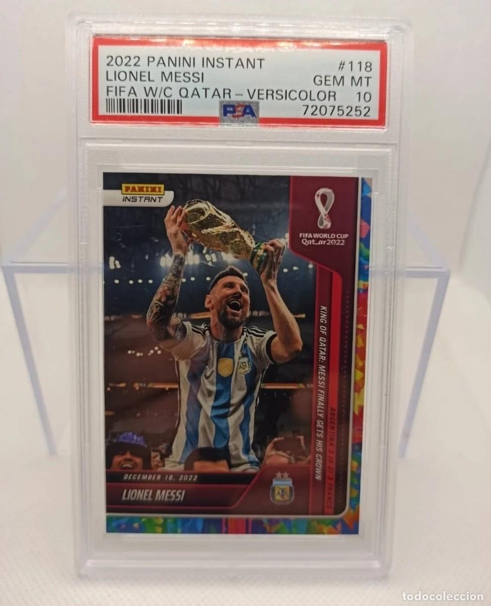 Cromos de f&uacute;tbol: PSA 10 5/5 118 LIONEL MESSI 2022 PANINI INSTANT FIFA WORLD CUP QATAR &ldquo;VERSICOLOR&rdquo;