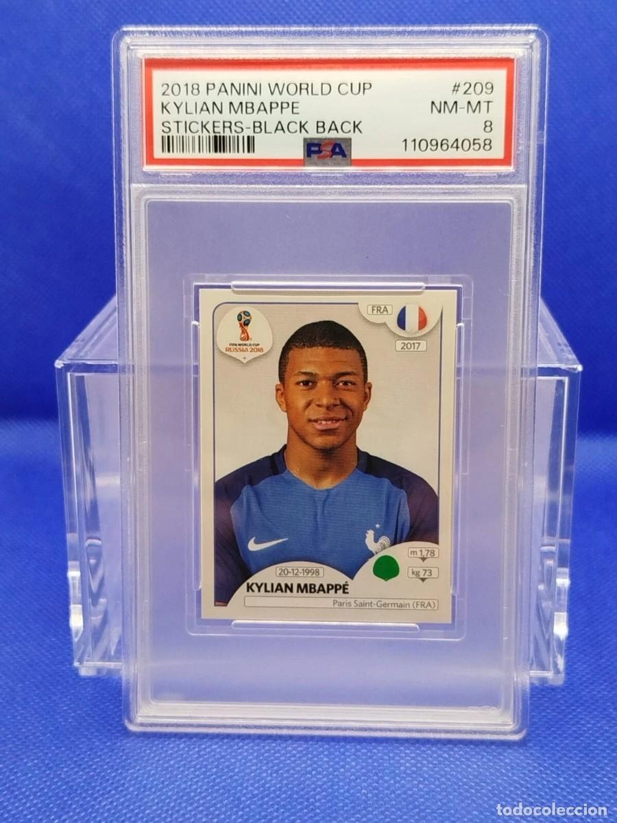 Cromos de f&uacute;tbol: PSA 8 #209 KYLIAN MBAPP&Eacute; RC 2018 PANINI WORLD CUP STICKER BLACK