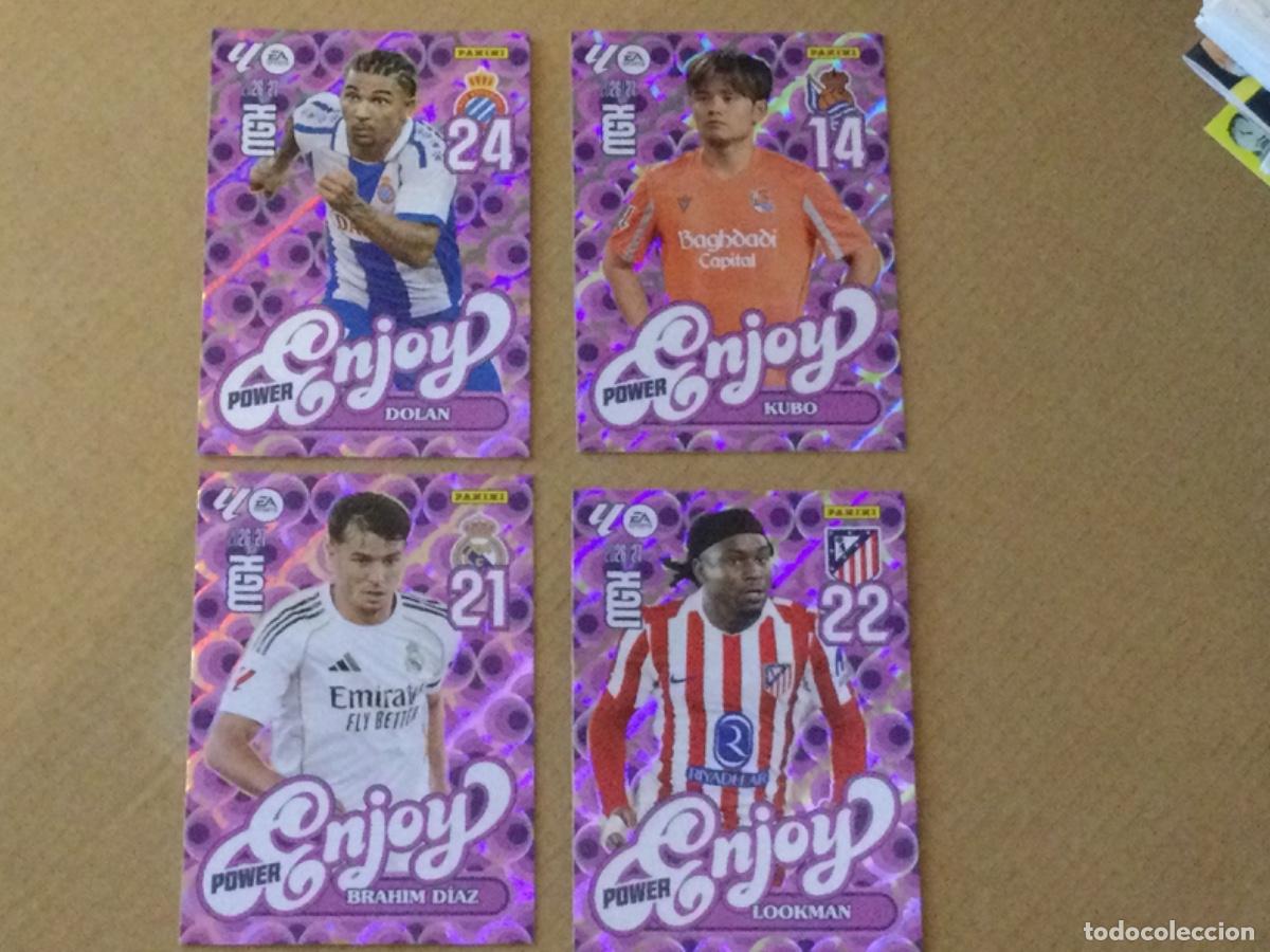 Cromos de f&uacute;tbol: MGK megacraks Enjoy power, Kubo, Dolan, Lookman, Brahim Diaz