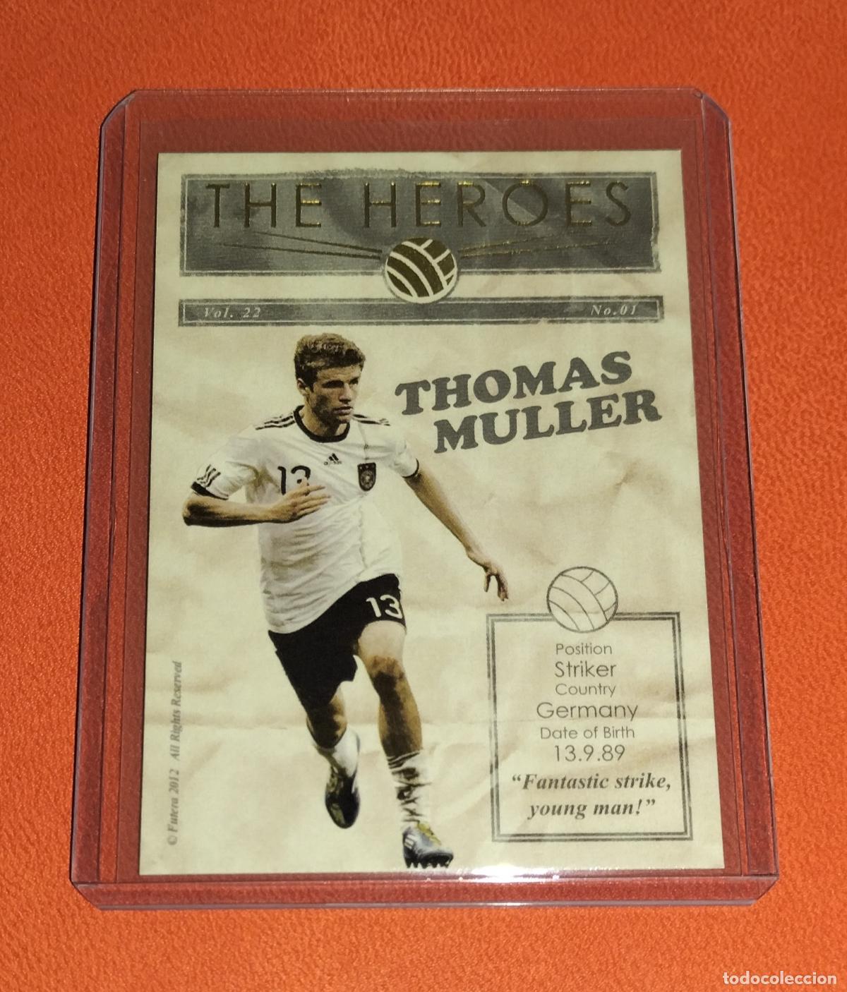 Cromos de f&uacute;tbol: THOMAS MULLER THE HEROES HR22 ALEMANIA LIMITED EDITON CARD NUMERADA WORLD CUP FUTERA UNIQUE 2012