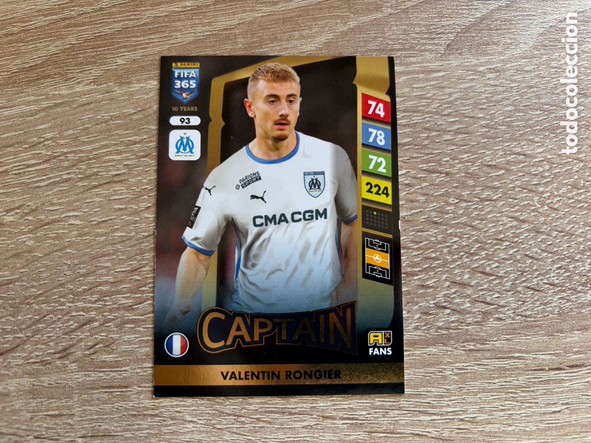 Cromos de f&uacute;tbol: 93 VALENTIN RONGIER CAPTAIN PANINI FIFA 365 2024 2025 24 25 OLYMPIQUE DE MARSEILLE