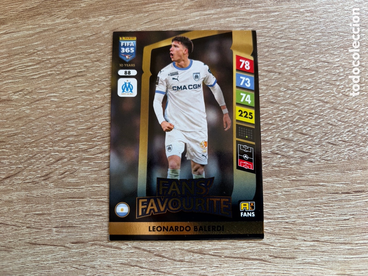 Cromos de f&uacute;tbol: 88 LEONARDO BALERDI FANS FAVOURITE PANINI FIFA 365 2024 2025 24 25 OLYMPIQUE DE MARSEILLE