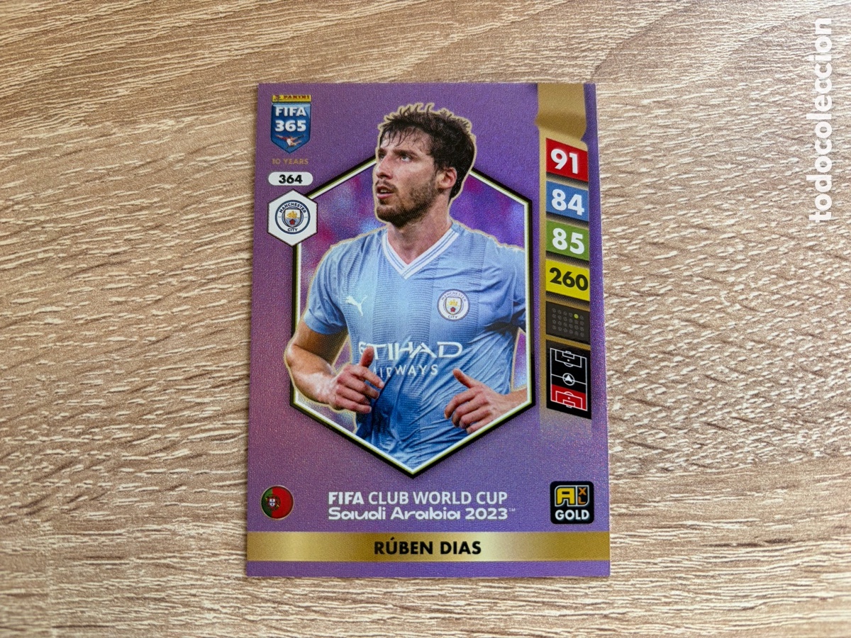 Cromos de f&uacute;tbol: 364 R&Uacute;BEN DIAS GOLD FIFA CLUB WORLD CUP PANINI FIFA 365 2024 2025 24 25 MANCHESTER CITY