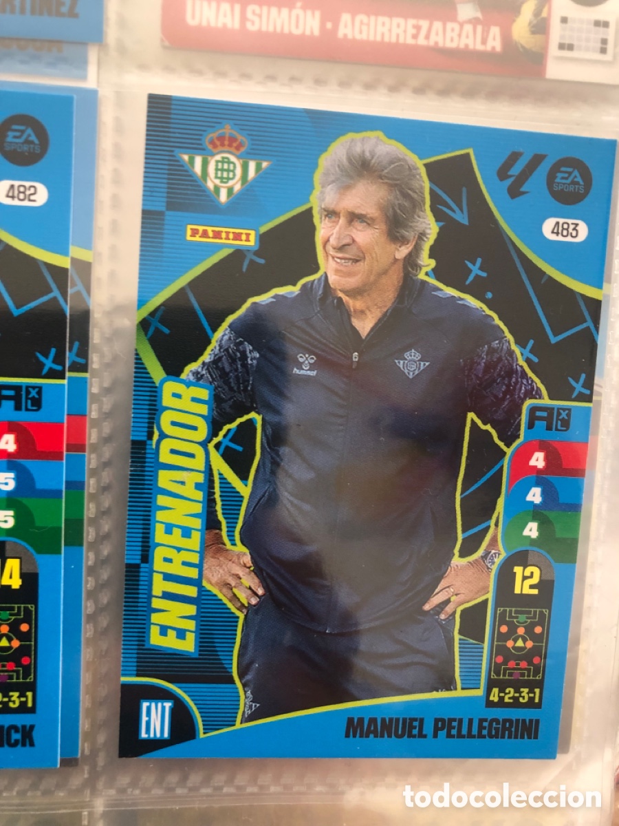 Cromos de f&uacute;tbol: 483 MANUEL PELLEGRINI ENTRENADOR REAL BETIS FICHAS ALBUM ADRENALYN XL 2024 2025 24 25