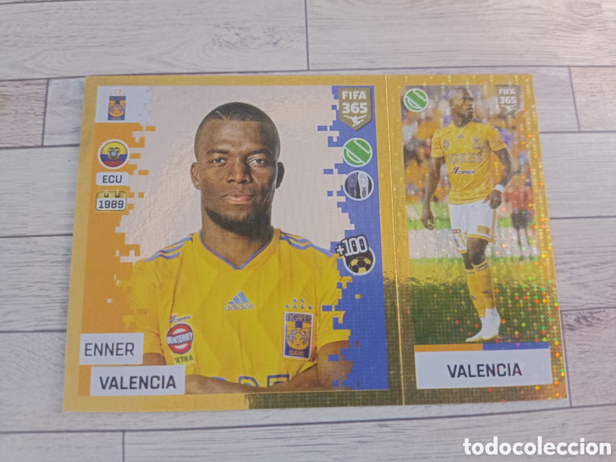 Cromos de f&uacute;tbol: 377 ENNER VALENCIA TIGRES UANL STICKER PANINI FIFA 365 2018 2019 18 19 BLUE EDITION