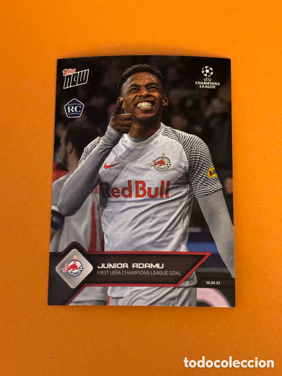 Cromos de f&uacute;tbol: Junior Adamu RC Topps Now Champions League 2021/22 #110 FC Salzburg Rookie