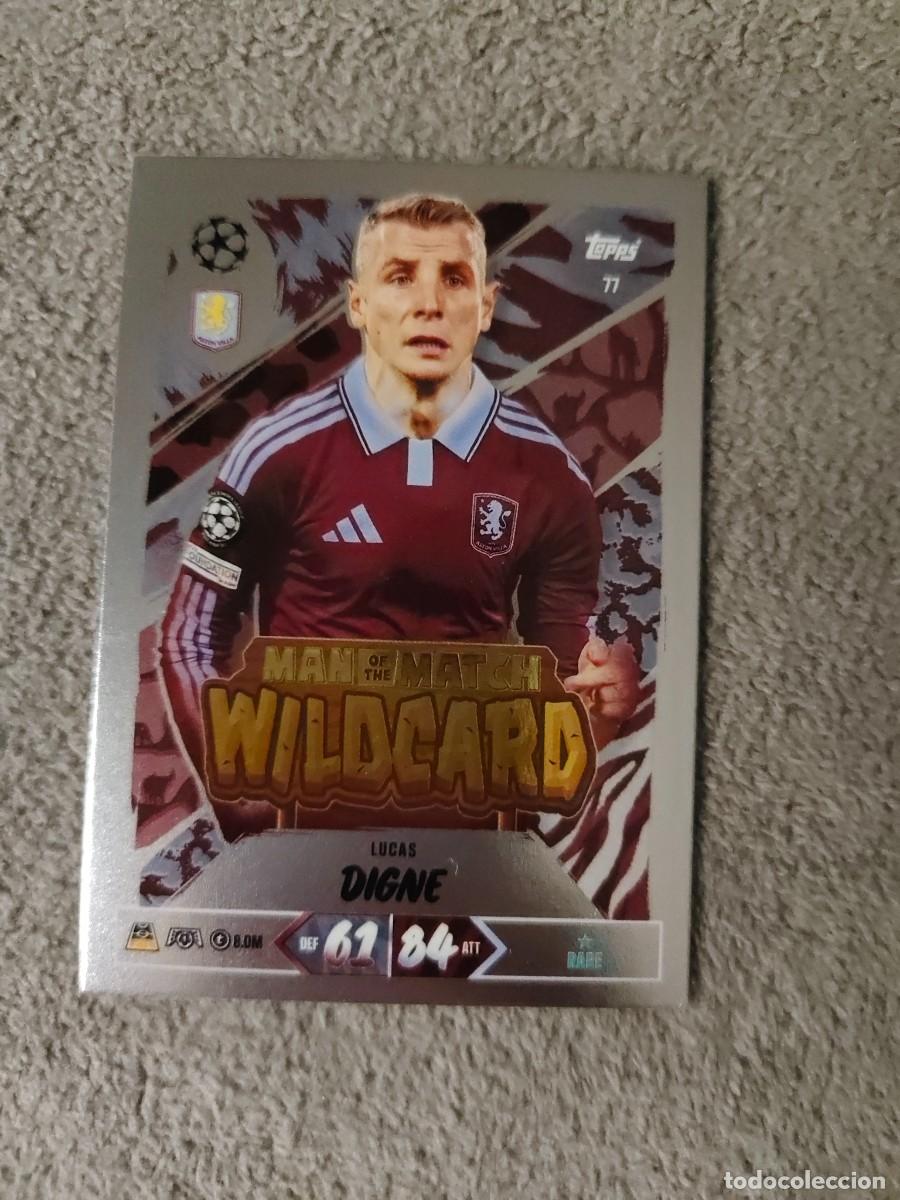 Cromos de f&uacute;tbol: 77 MATCH ATTAX 26/27 LUCAS DIGNE ASTON VILLA MAN OF THE WILDCARD 2026 2027 TOPPS UCC AAU
