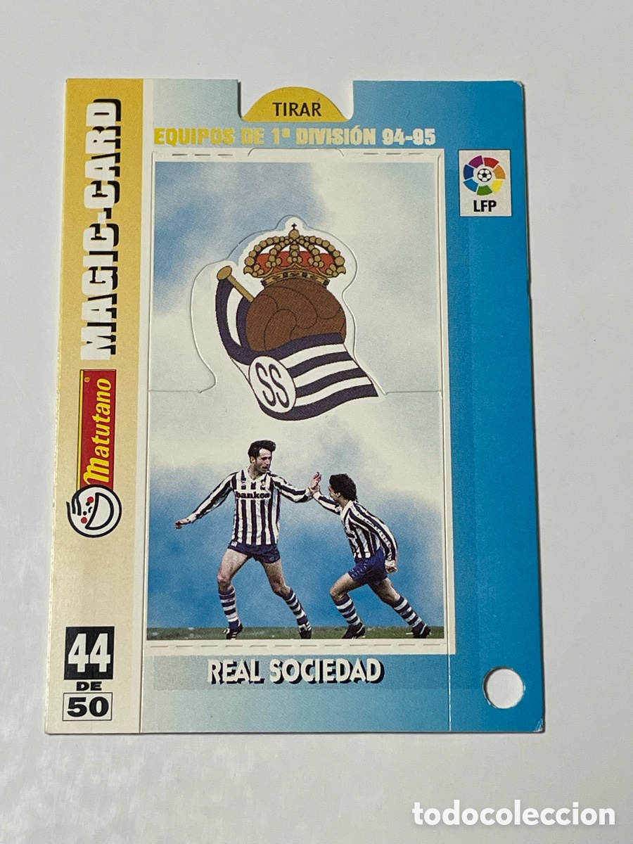 Cromos de f&uacute;tbol: Escudo y plantilla Real Sociedad 94/95 Matutano Magic Card #44