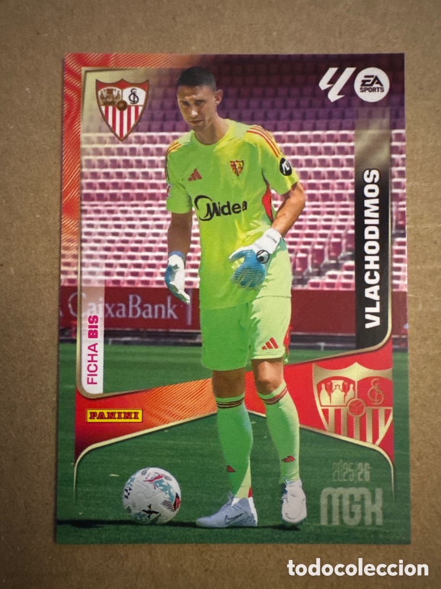 Cromos de f&uacute;tbol: # BIS 327 Vlachodimos Sevilla Segunda 2 edici&oacute;n Megacracks 25 26 2025 2026 2&ordf; MGK