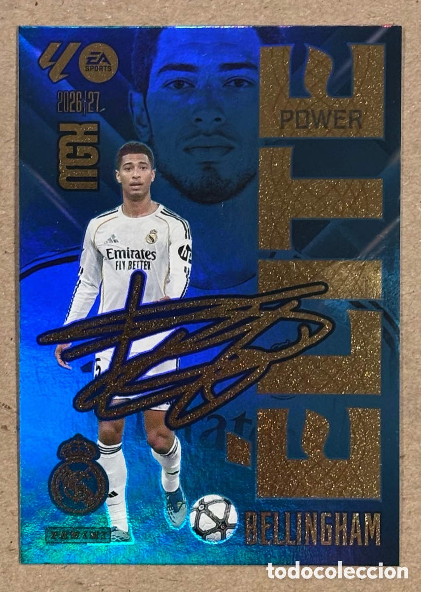 Cromos de f&uacute;tbol: BELLINGHAM (REAL MADRID). CARTA POWER ELITE PANINI MEGACRACKS MGK 2026/27. #2P. CON AUT&Oacute;GRAFO IMPRE