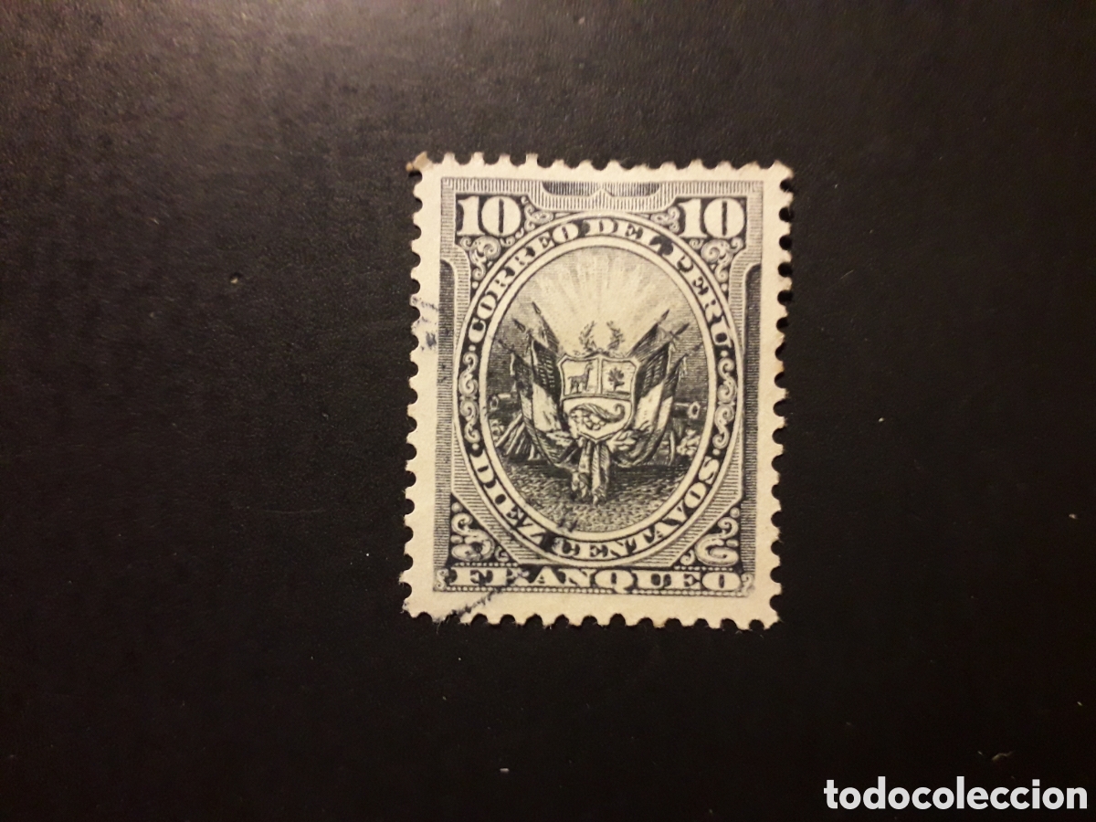 Cromos de f&uacute;tbol: PER&Uacute; YVERT 79 SELLO SUELTO USADO 1884-86 ESCUDO PEDIDO M&Iacute;NIMO 3&euro;