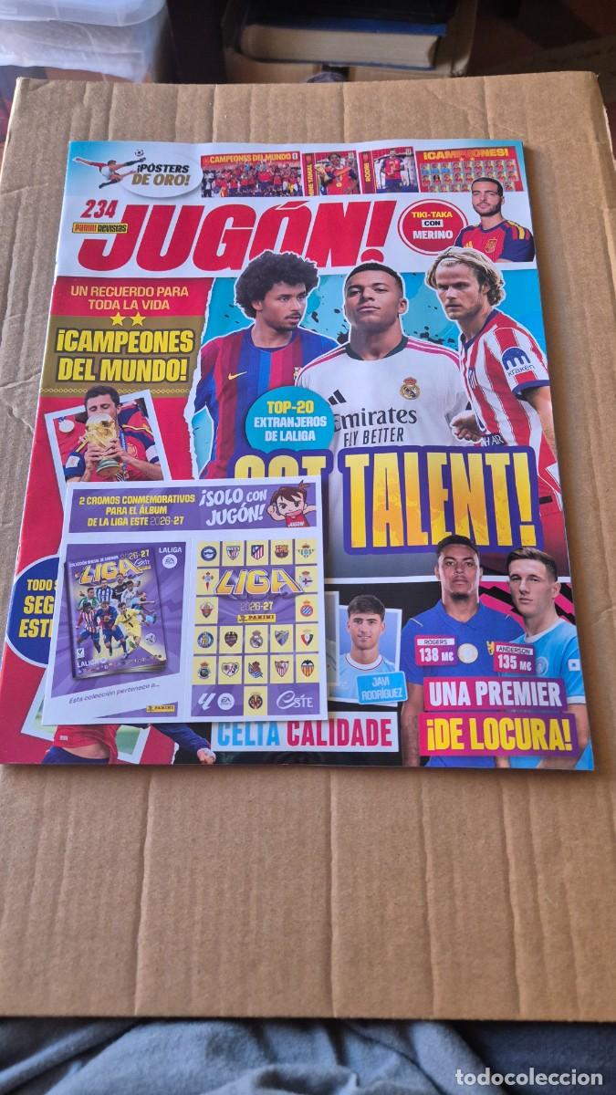 Cromos de f&uacute;tbol: LOTE LIGA ESTE 2026 2027 CROMOS CONMEMORATIVOS Y REVISTA JUGON 234 CON SUS POSTERS