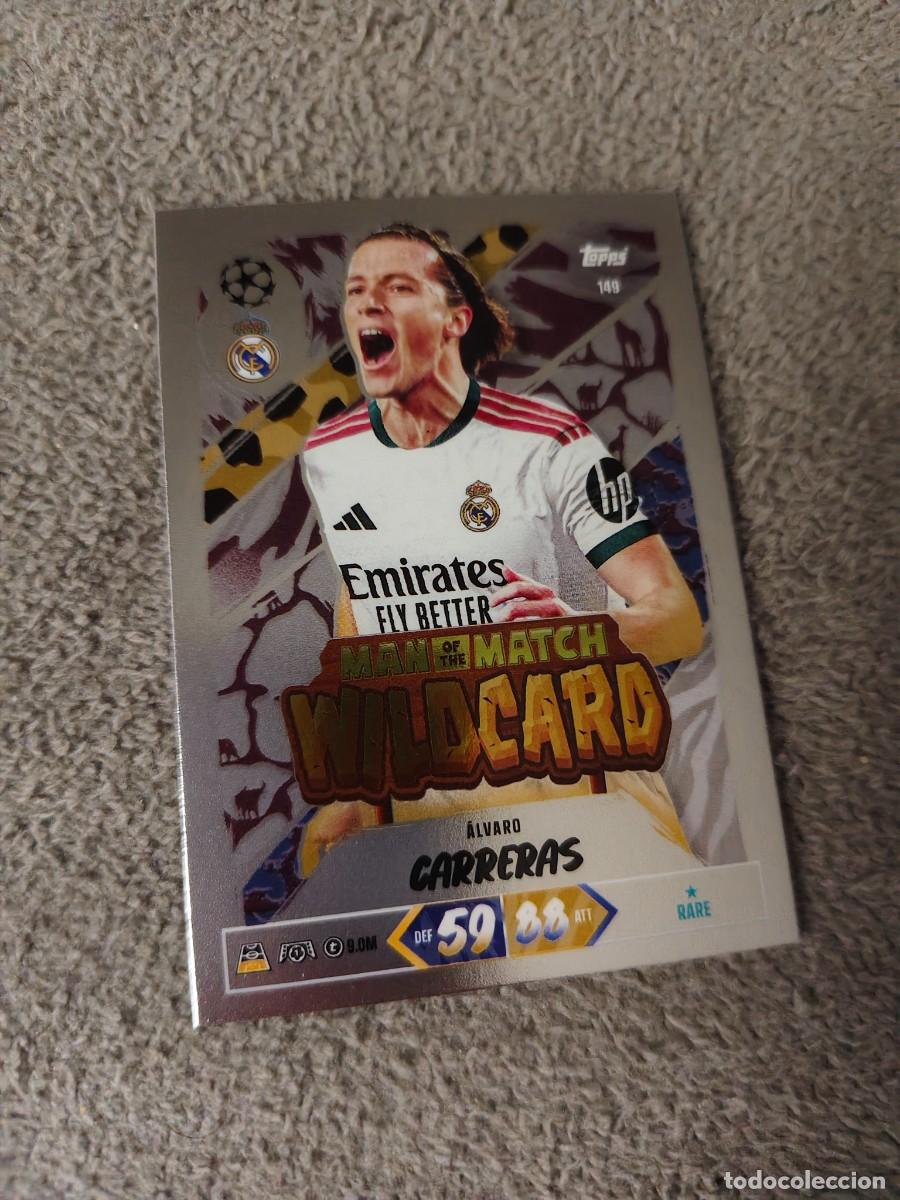 Cromos de f&uacute;tbol: 149 MATCH ATTAX 26/27 &Aacute;LVARO CARRERAS REAL MADRID CF MAN OF THE WILDCARD 2026 2027 TOPPS UCC AAU