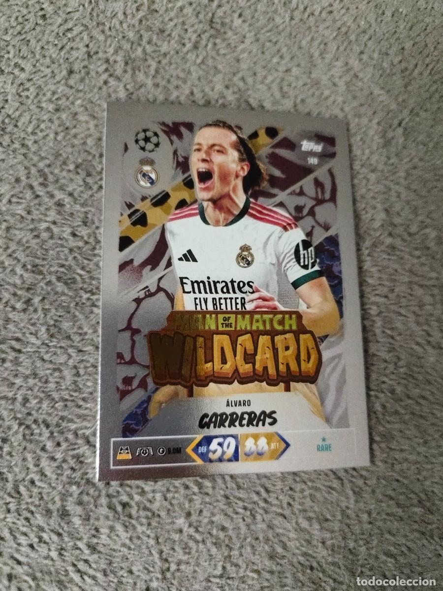 Cromos de f&uacute;tbol: 149 MATCH ATTAX 26/27 &Aacute;LVARO CARRERAS REAL MADRID CF MAN OF THE WILDCARD 2026 2027 TOPPS UCC AAU