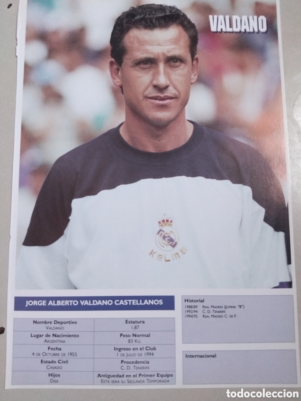 Cromos de f&uacute;tbol: Poster Valdano R.Madrid 95/96 34x23cm