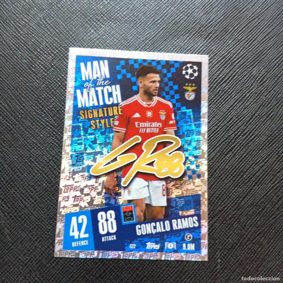 Cromos de f&uacute;tbol: 422 GONCALO RAMOS BENFICA TOPPS MATCH ATTAX 2023 2024 FUTBOL 23 24 - A217 PG47 MAN OF THE MATCH