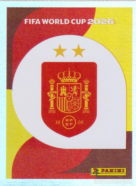 Football Stickers: FIFA WORLD CUP 2026 * ESCUDO 2 ESTRELLAS N&ordm; 1bis * DE ESPA&Ntilde;A - NUEVO DE SOBRE (A-18)