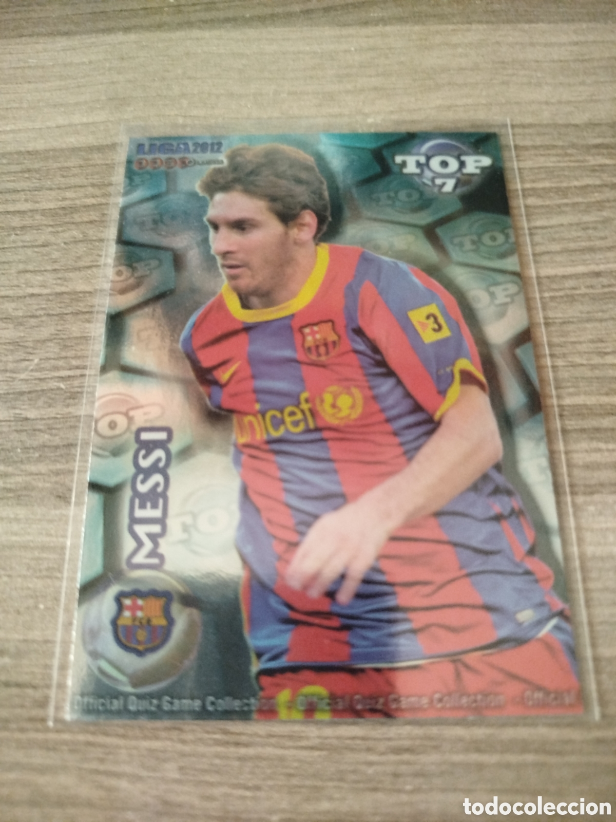 Cromos de f&uacute;tbol: Mundicromo 2011/12.F.C.BARCELONA.MESSI (TOP 7.VERSI&Oacute;N BRILLO AZUL).