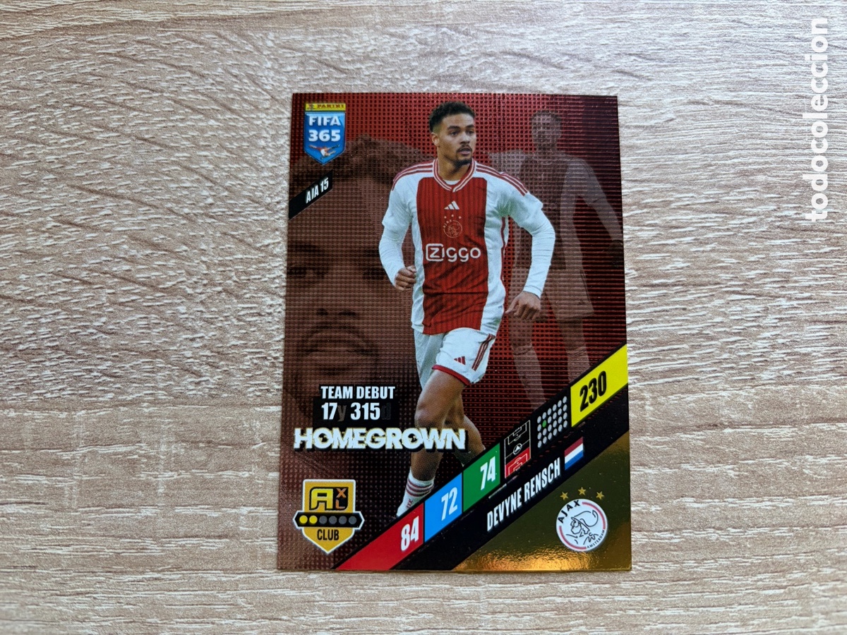 Cromos de f&uacute;tbol: 230 DEVYNE RENSCH HOMEGROWN AIA15 AFC AJAX PANINI FIFA 365 2024 ADRENALYN XL