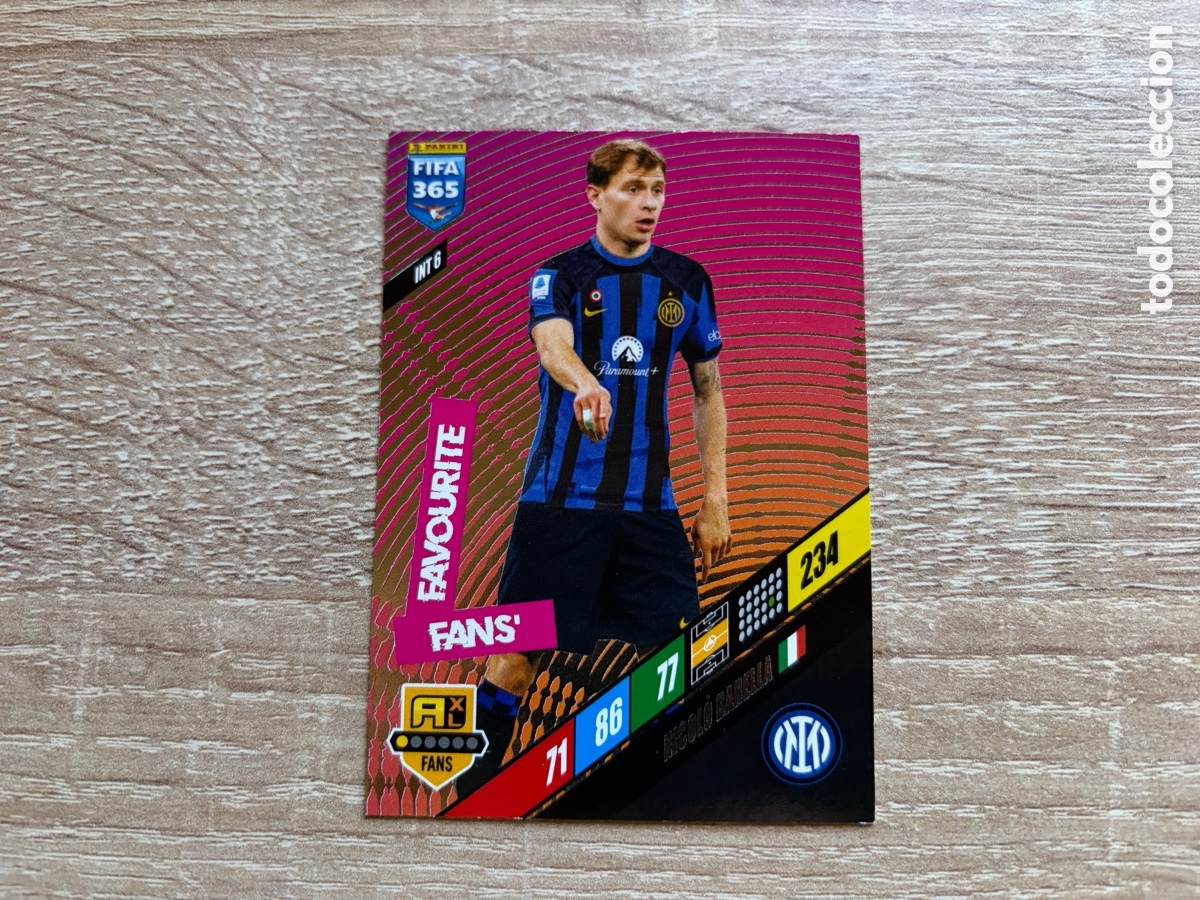Cartes &agrave; collectionner de Football: 234 NICOL&Ograve; BARELLA FANS' FAVOURITE INT6 INTER MILAN PANINI FIFA 365 2024 ADRENALYN XL