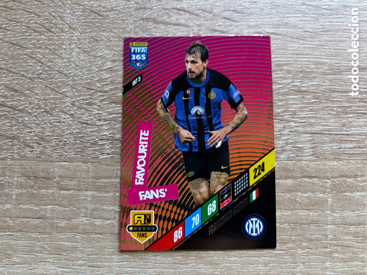 Cartes &agrave; collectionner de Football: 224 FRANCESCO ACERBI FANS' FAVOURITE INT5 INTER MILAN PANINI FIFA 365 2024 ADRENALYN XL