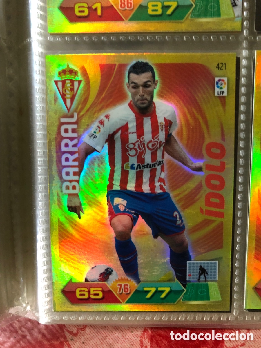 Cromos de f&uacute;tbol: 421 David Barral, Real Sporting de Gij&oacute;n, &Iacute;dolo, Panini Adrenalyn XL 2011 2012 11 12