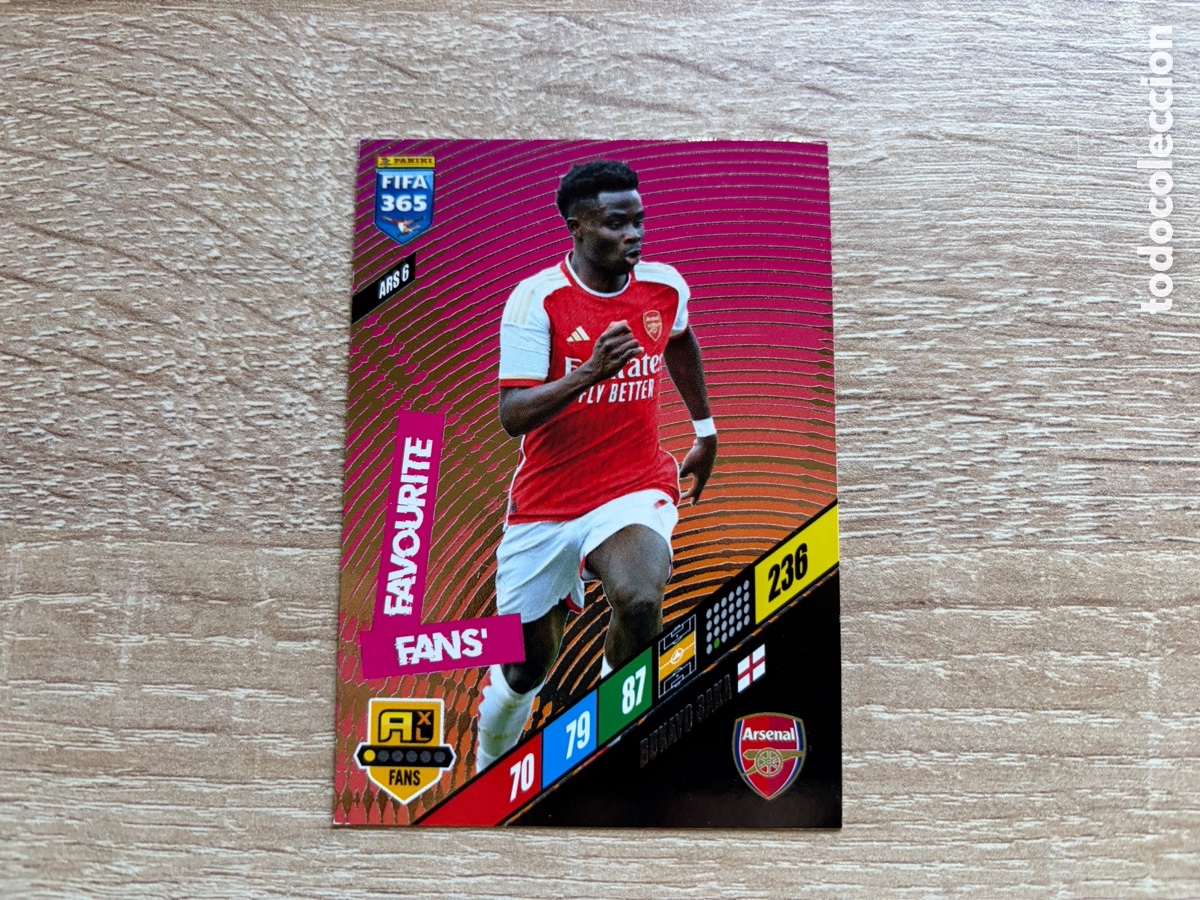 Cromos de f&uacute;tbol: 236 BUKAYO SAKA FANS' FAVOURITE ARS6 ARSENAL PANINI FIFA 365 2024 ADRENALYN XL