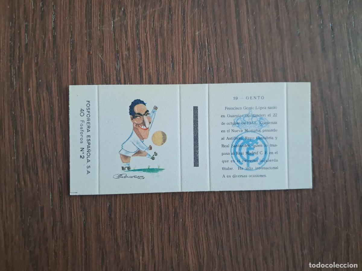 Cromos de f&uacute;tbol: Real Madrid n&ordm; 19 - Gento - Caja de cerillas en plancha - Fosforera Espa&ntilde;ola, futbol, a&ntilde;os 60