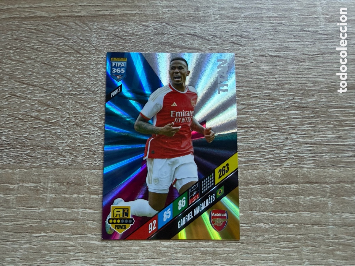Cromos de f&uacute;tbol: 263 GABRIEL MAGALH&Atilde;ES TITAN POW3 ARSENAL PANINI FIFA 365 2024 ADRENALYN XL