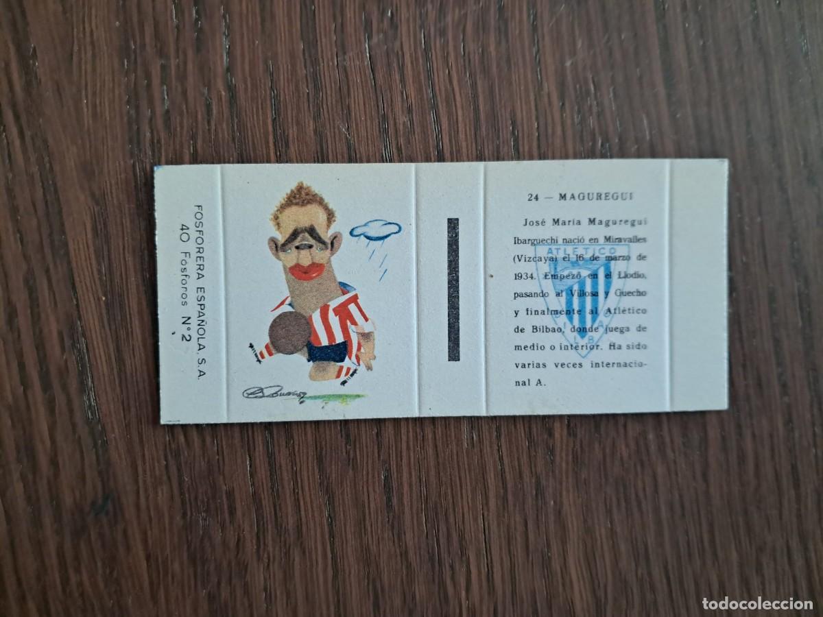 Cromos de f&uacute;tbol: Ath. Bilbao n&ordm; 24, Maguregui - Caja de cerillas en plancha - Fosforera Espa&ntilde;ola, futbol, a&ntilde;os 60