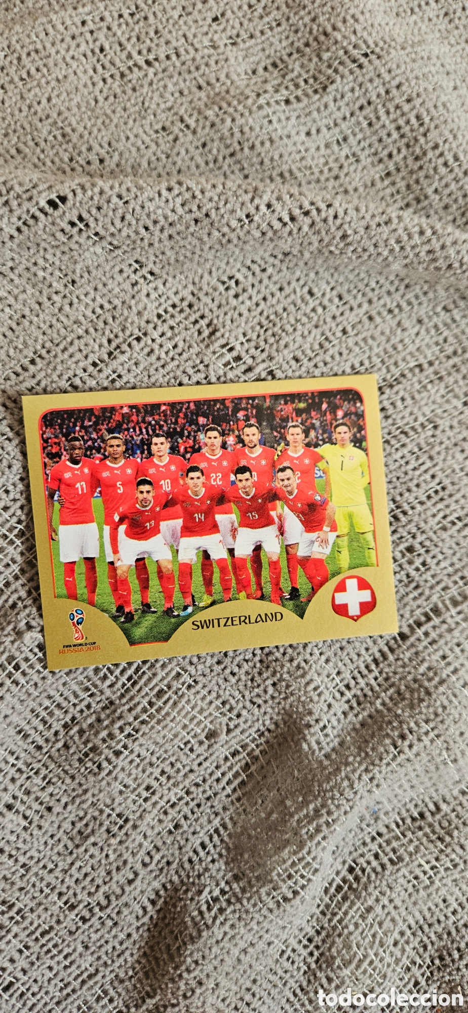 Cromos de f&uacute;tbol: mundial russia Rusia 2018 18 sin pegar alineaci&oacute;n Suiza 373versi&oacute;n Suiza oro dorado