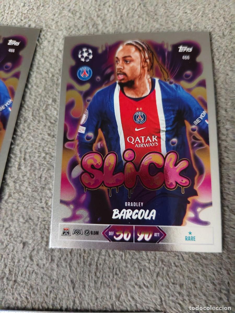 Cartes &agrave; collectionner de Football: 466 MATCH ATTAX 26/27 BRADLEY BARCOLA PARIS SAINT-GERMAIN SLICK 2026 2027 TOPPS UCC AAU