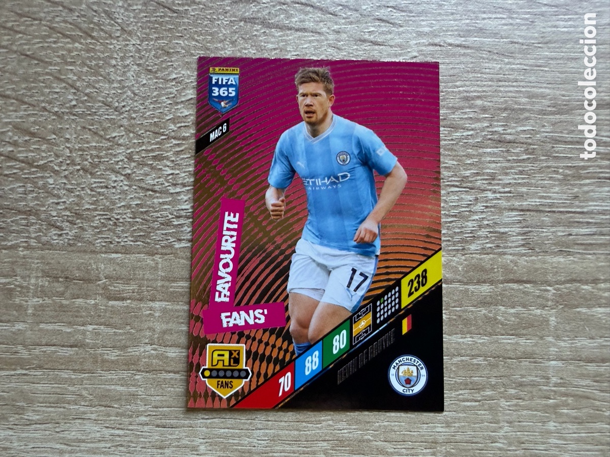 Cromos de f&uacute;tbol: 238 KEVIN DE BRUYNE FANS' FAVOURITE MAC6 MANCHESTER CITY PANINI FIFA 365 2024 ADRENALYN XL