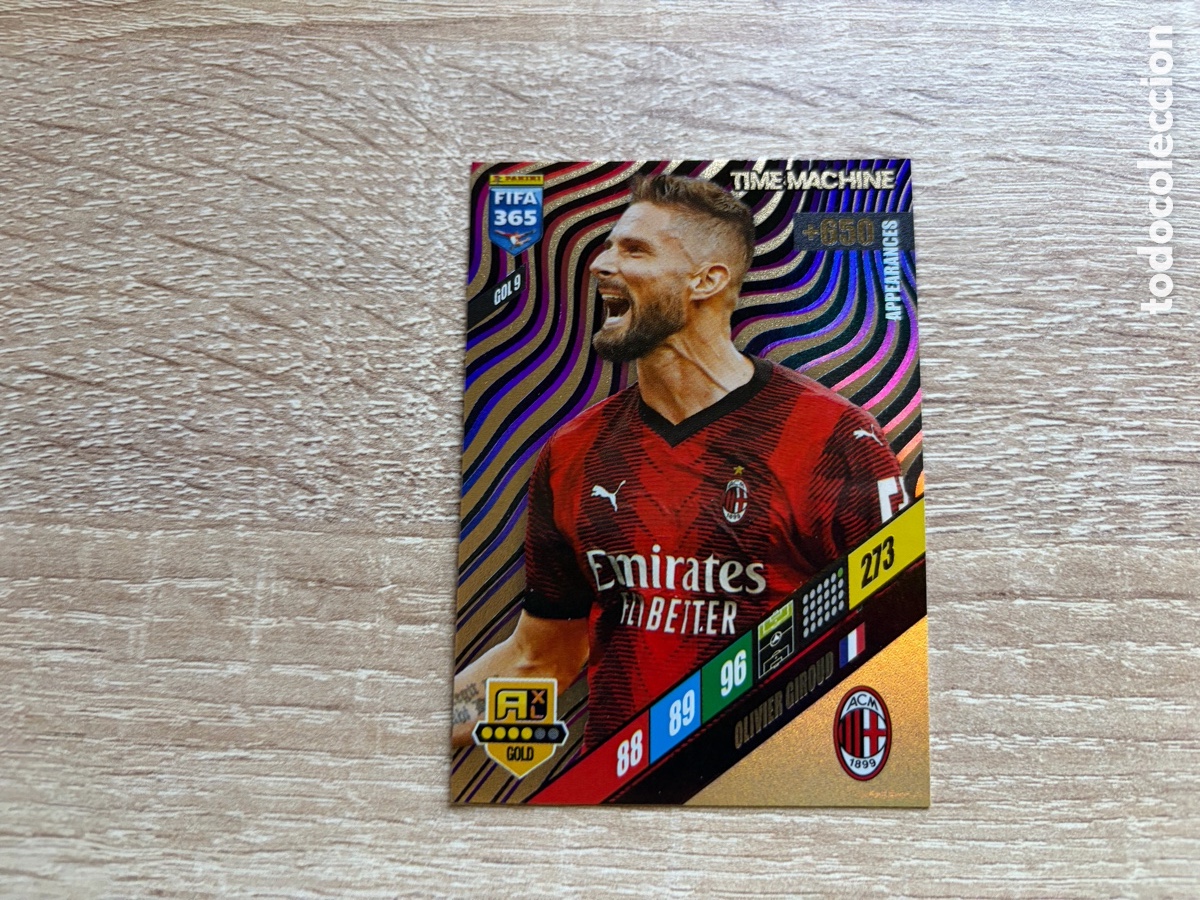 Cromos de f&uacute;tbol: 273 OLIVIER GIROUD TIME MACHINE GOL9 AC MILAN PANINI FIFA 365 2024 ADRENALYN XL
