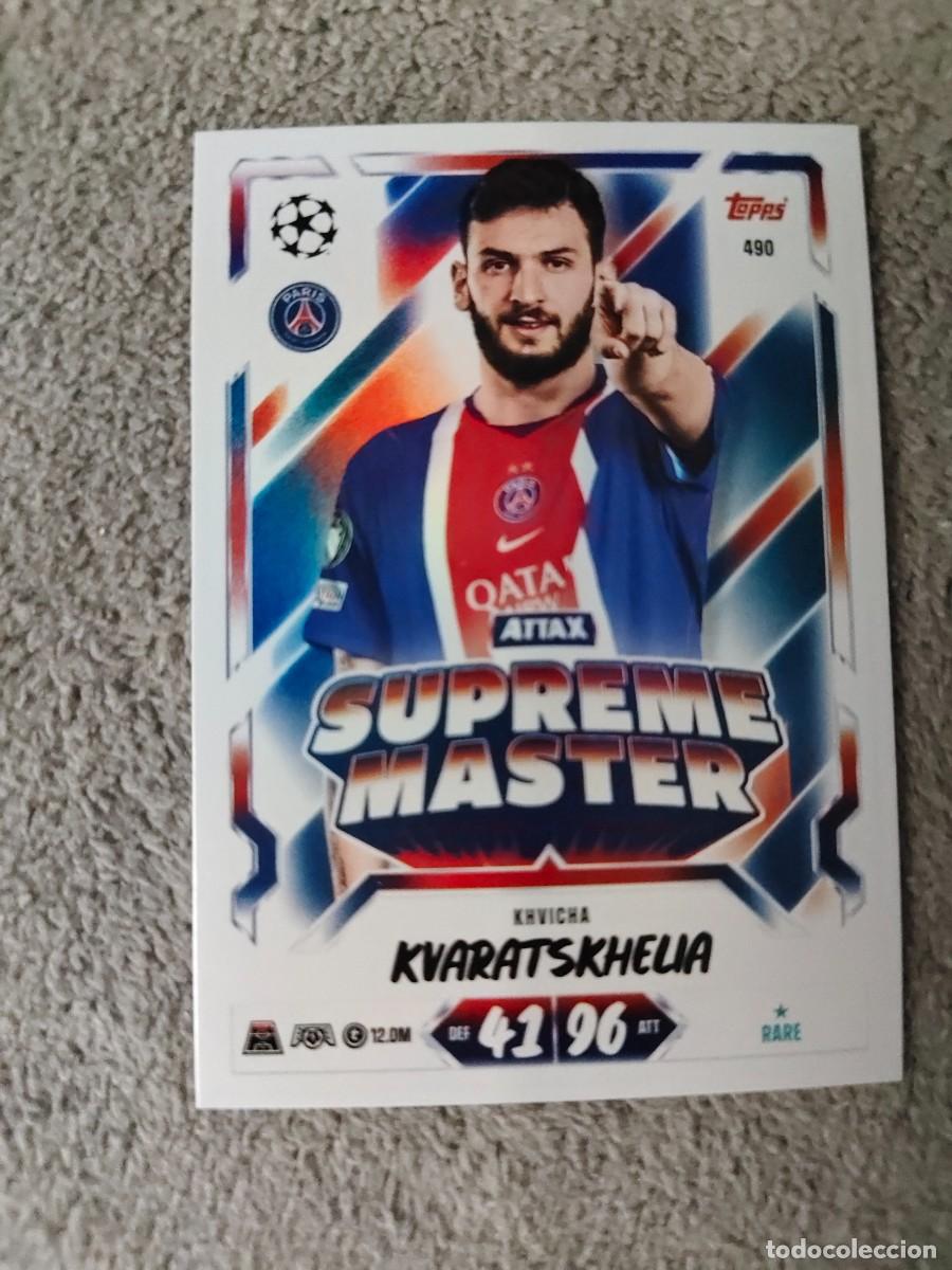 Cromos de f&uacute;tbol: 490 MATCH ATTAX 26/27 KVARATSKHELIA PARIS SAINT-GERMAIN SUPREME MASTER 2026 2027 TOPPS UCC AAU