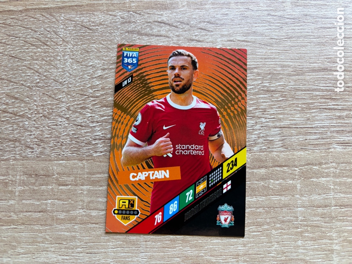 Figurine di Calcio: 234 JORDAN HENDERSON CAPTAIN LIV13 LIVERPOOL PANINI FIFA 365 2024 ADRENALYN XL