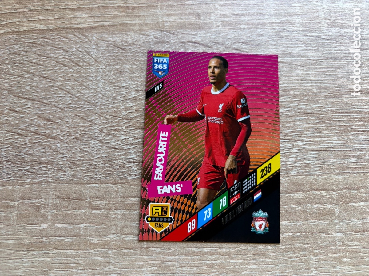 Football Stickers: 238 VIRGIL VAN DIJK FANS' FAVOURITE LIV5 LIVERPOOL PANINI FIFA 365 2024 ADRENALYN XL