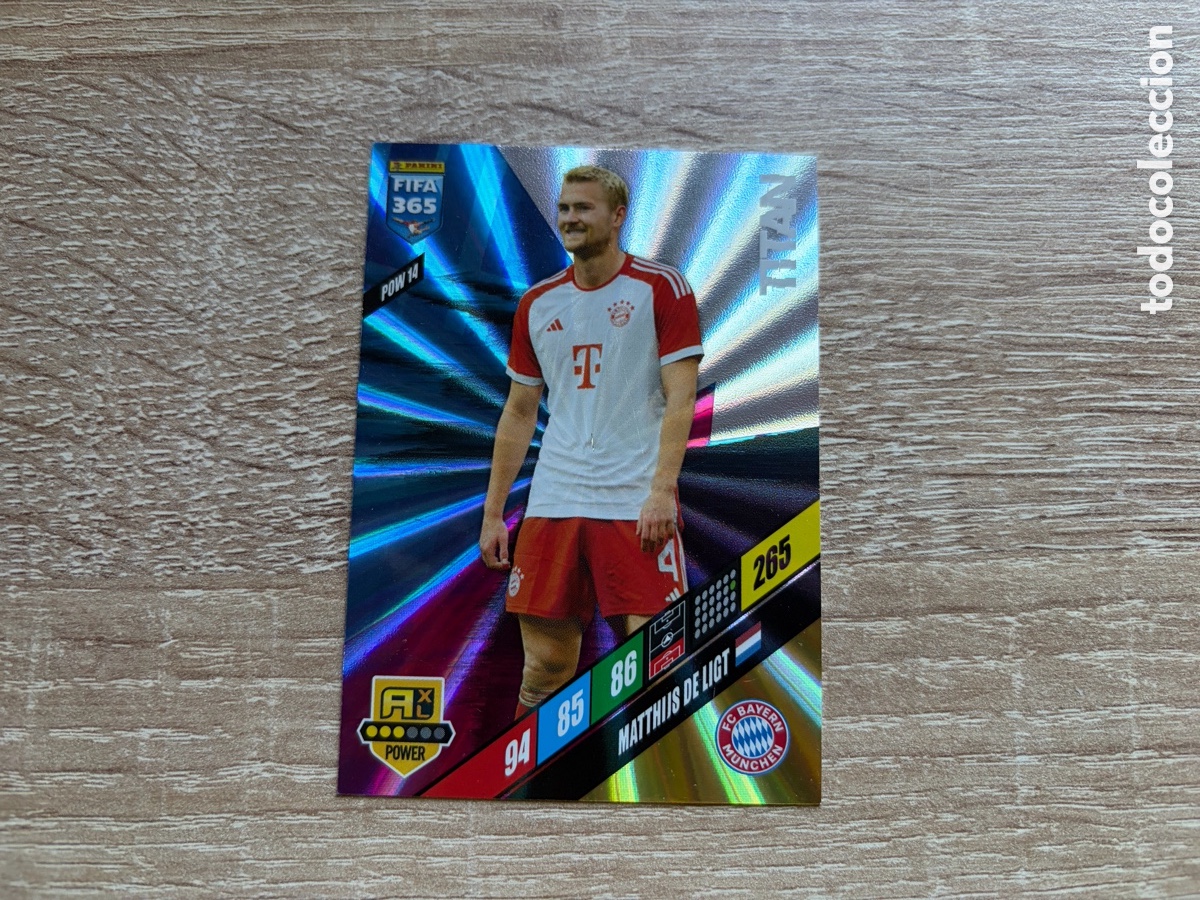 Football Stickers: 265 MATTHIJS DE LIGT TITAN POW14 FC BAYERN M&Uuml;NCHEN PANINI FIFA 365 2024 ADRENALYN XL