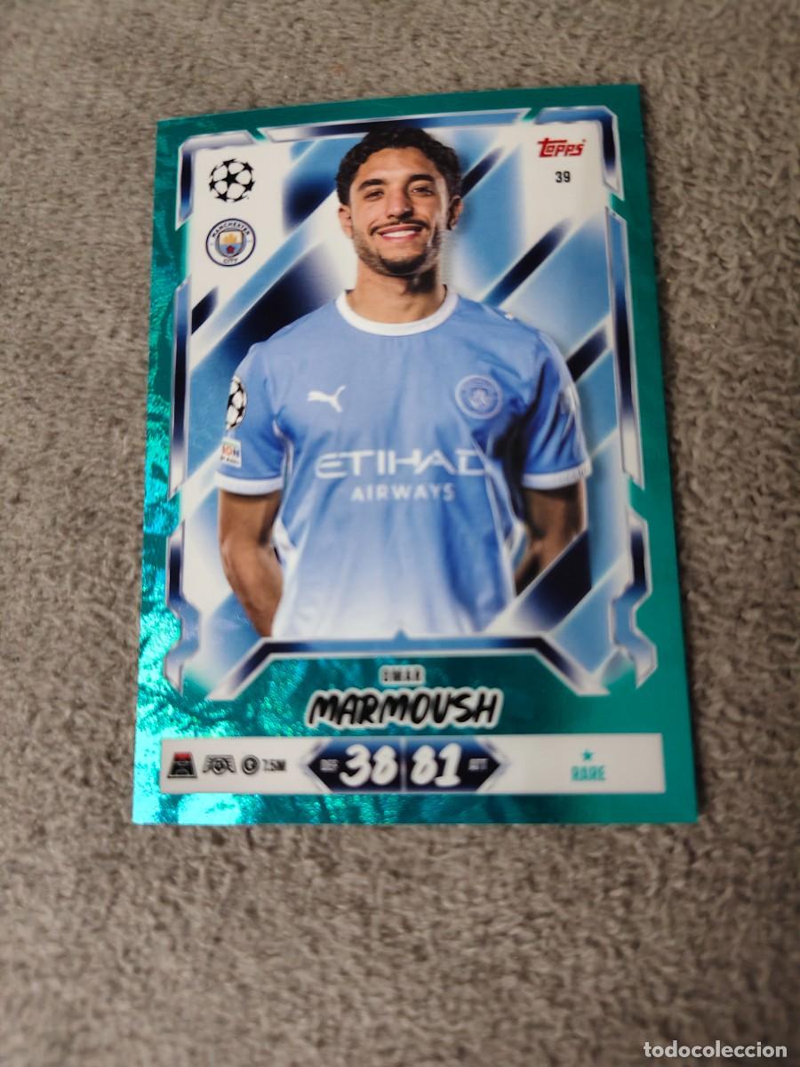 Fu&szlig;ball-Sticker: 39 MATCH ATTAX 26/27 OMAR MARMOUSH MANCHESTER CITY PARALELA AZUL RARE 2026 2027 TOPPS UCC AAU