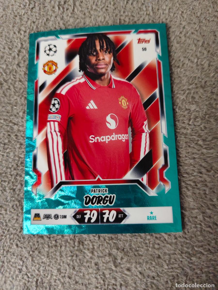 Fu&szlig;ball-Sticker: 50 MATCH ATTAX 26/27 PATRICK DORGU MANCHESTER UNITED PARALELA AZUL RARE 2026 2027 TOPPS UCC AAU