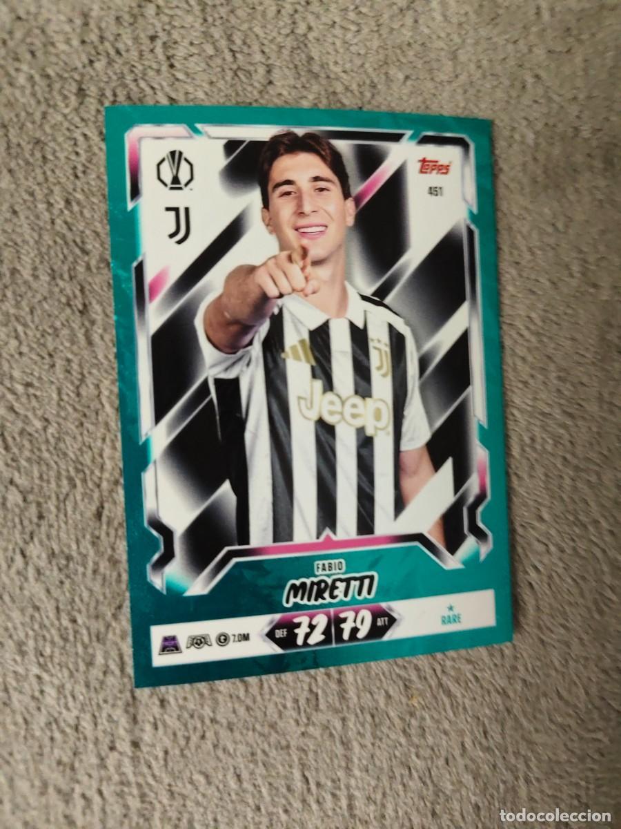 Cromos de f&uacute;tbol: 451 MATCH ATTAX 26/27 FABIO MIRETTI JUVENTUS BASE CARD PARALELA AZUL RARE 2026 2027 TOPPS UCC AAU