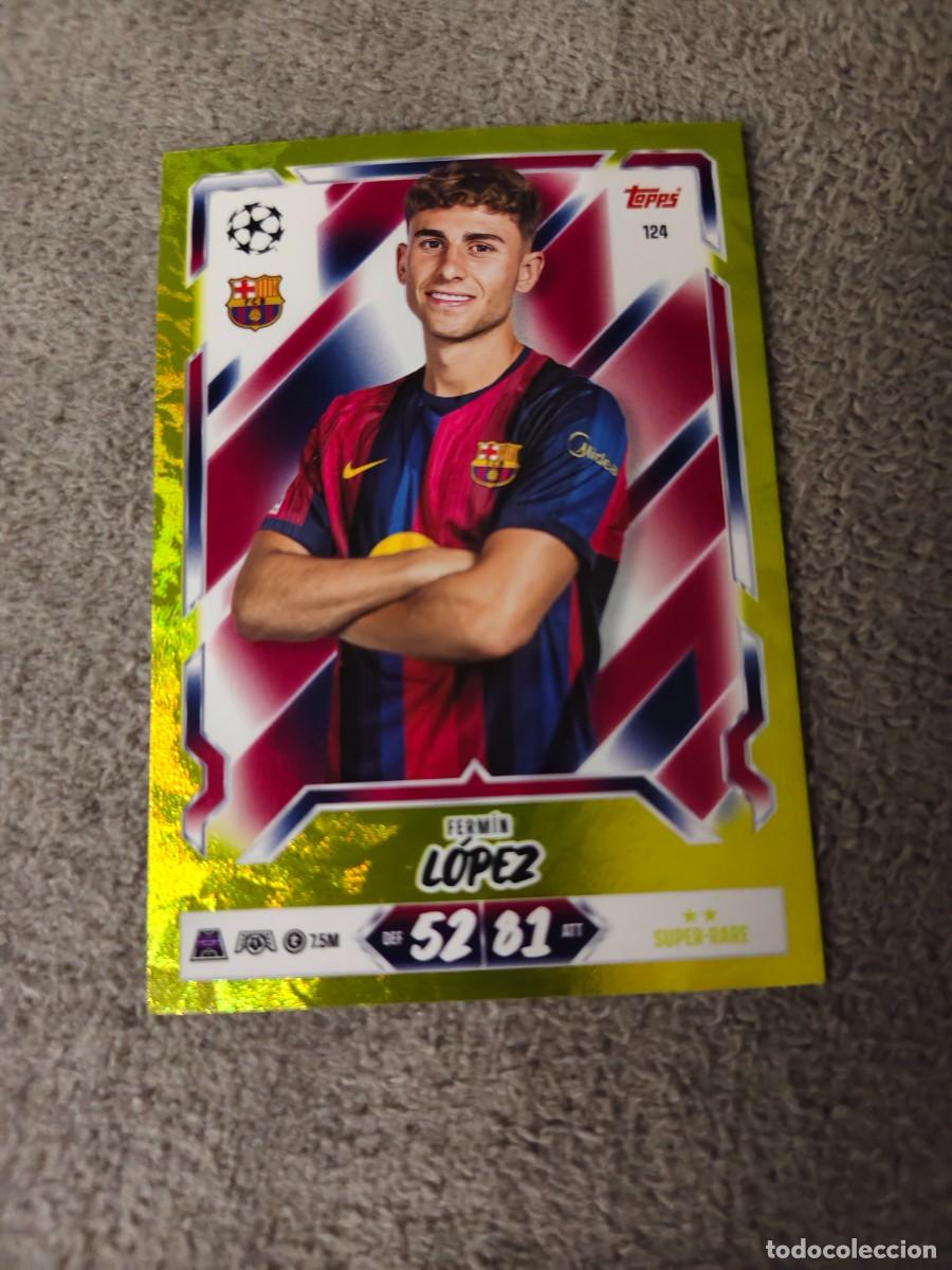Cromos de f&uacute;tbol: 124 MATCH ATTAX 26/27 FERM&Iacute;N L&Oacute;PEZ BARCELONA BASE CARD PARALELA AMARILLA SUPER RARE 2026 2027 TOPPS